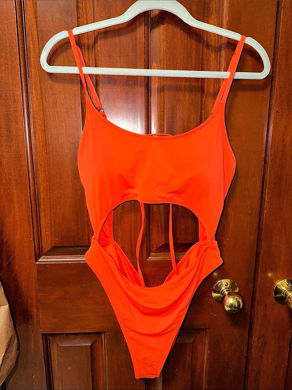 Meyeeka Bright Orange Cutout One-Piece Swimsuit Like New